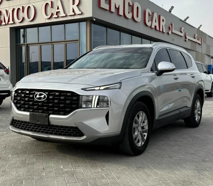 hyundai santa fe parked in emco cars showroom abu dhabi