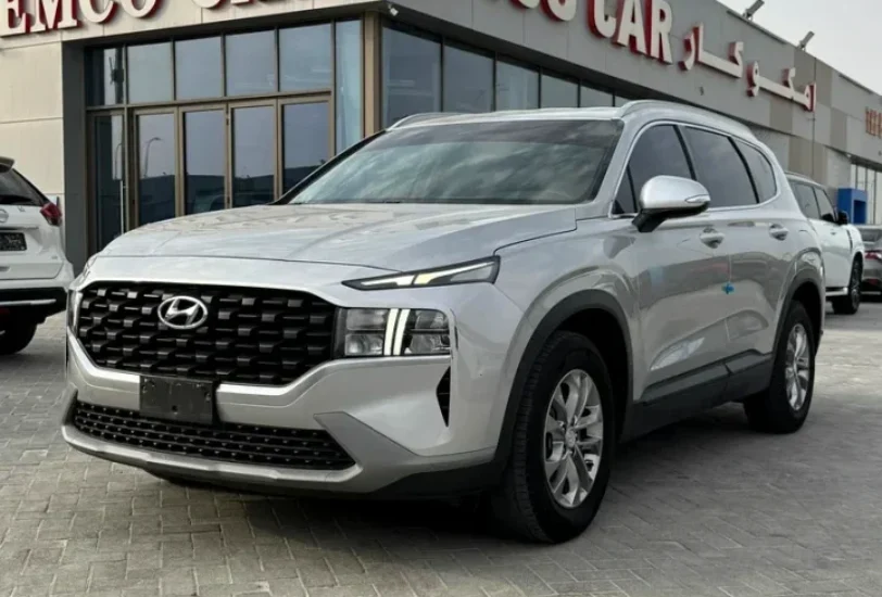 hyundai santa fe parked in emco cars showroom abu dhabi